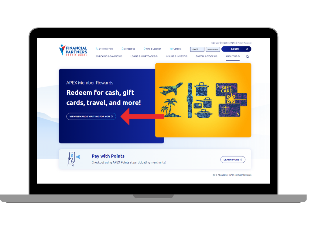 Screenshot showing how to redeem APEX Points - Choose 'View Rewards Waiting for You'
